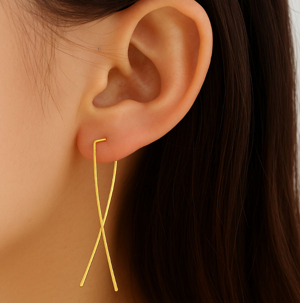 Crossover Threaded Minimalist Earrings