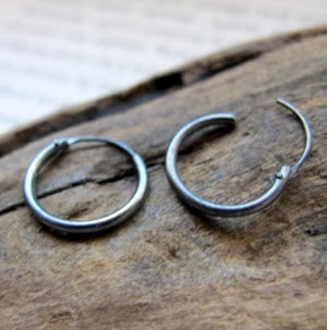 oxidized silver hoops earrings