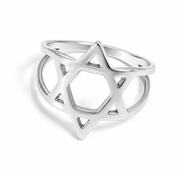 Sterling Silver Star of David Ring for Women - Jewish Magen David Star Ring