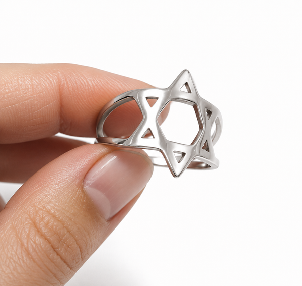 Sterling Silver Star of David Ring for Women - Jewish Magen David Star Ring
