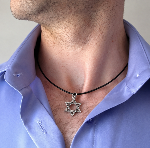 Jewish star pendant necklace for men