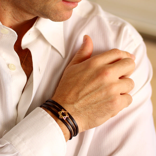 Gold Jewish bracelet for men