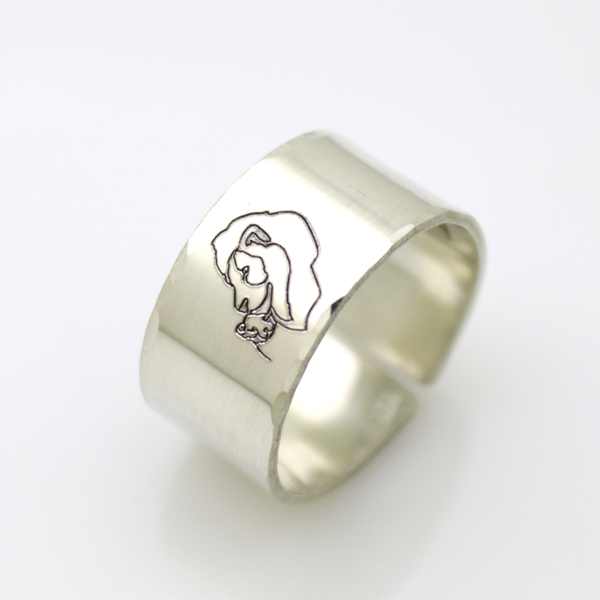 animals engraved ring for men