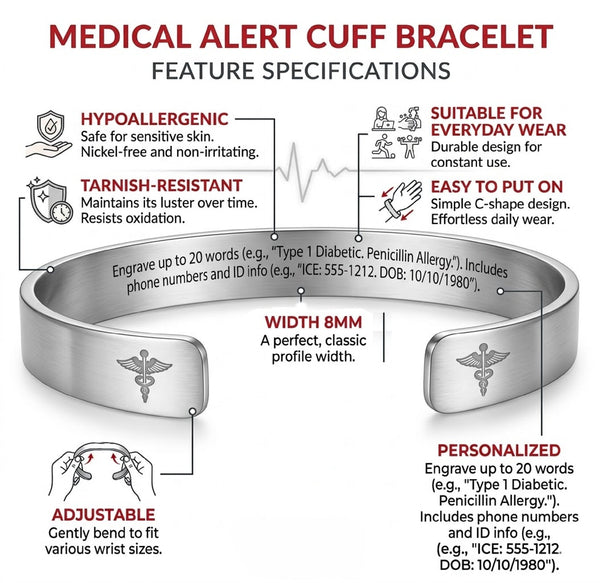 Men's Medical Alert ID Bracelet