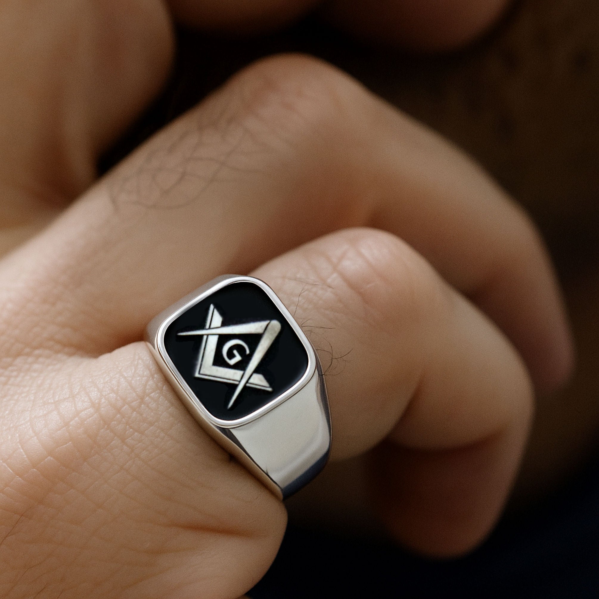 Monogramed Signet Rings Men Custom Sterling Silver Signet Ring – Personalized Mens Monogrammed Rin ...