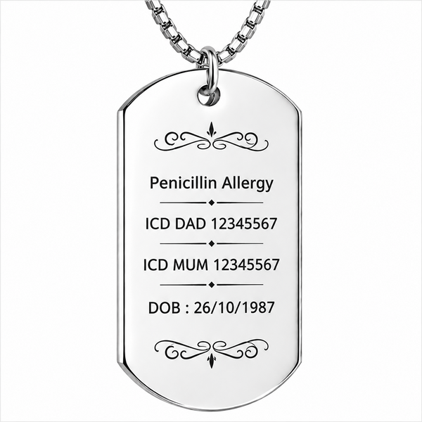 Medical Alet dog tag pendant