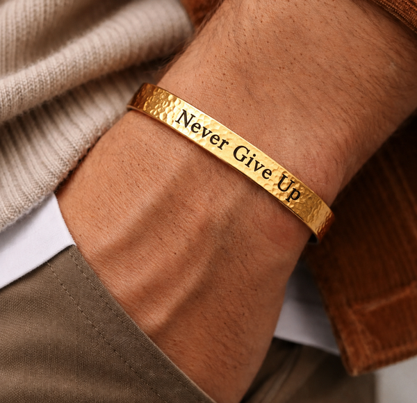 Never give up gold bracelet
