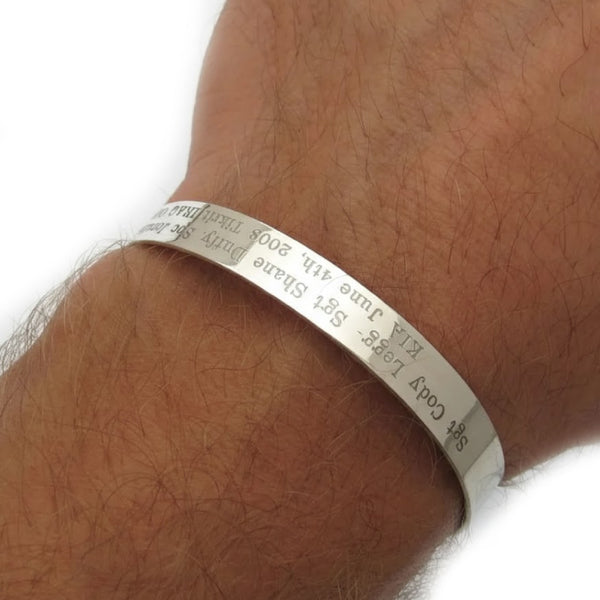 Memorial bracelet - Remembrance Cuff - Personalized SSgt Jewelry