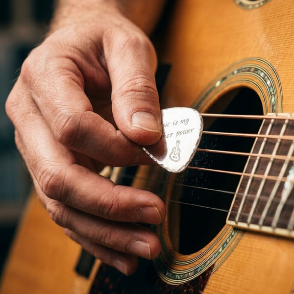 Engraved Guitar Pick Keychain - Gifts for Men