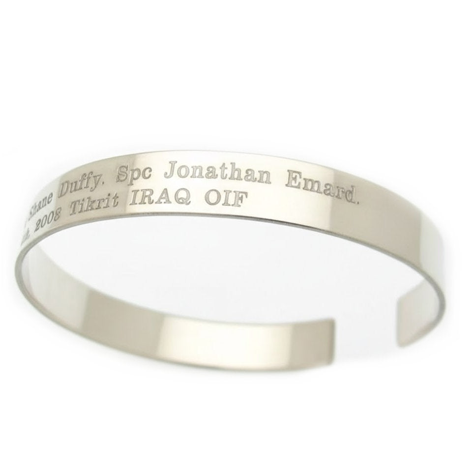 Personalized KIA Bracelet - Iraq War Veteran Paracord Bracelet - Sterling Silver Army bracelet
