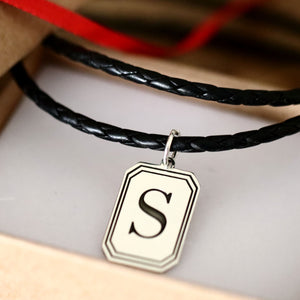 leather braided necklace with S letter