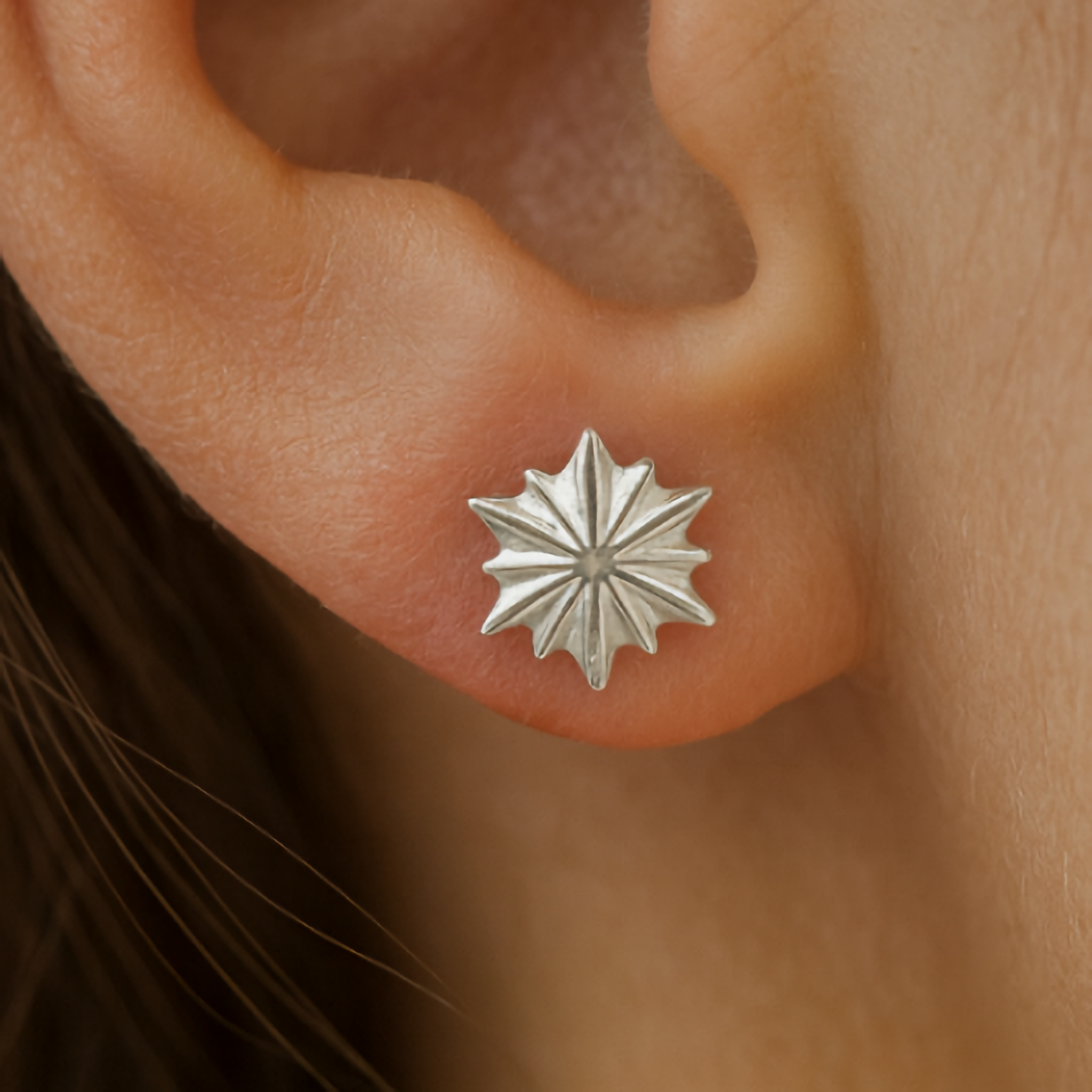 Sterling Silver Snowflake Stud Earrings Christmas gift for her