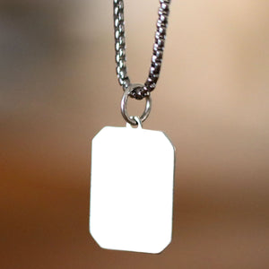 message engraved silver dog tag