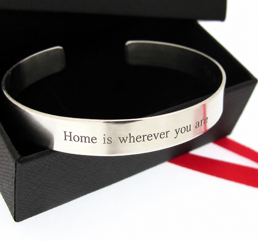 Mens Personalized Titanium Cuff Bracelet - Custom Engraving up to 12 words