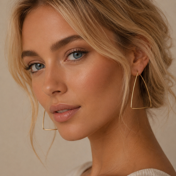 Triangle Large Geometric Earrings in silver or gold