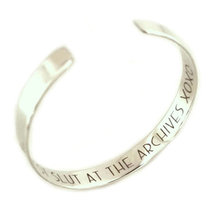 secret quote engraved sterling silver bangle cuff for men