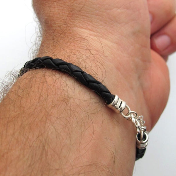 Mens Infinity Bracelet - Adjustable Leather Cuff for Men