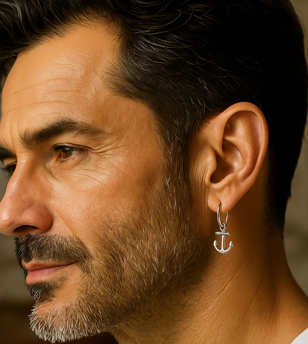 mens with anchor earring