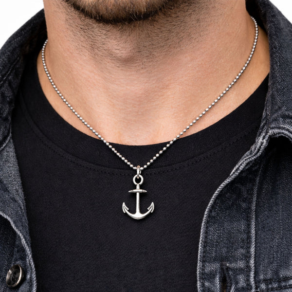 Anchor Pendant Nautical Necklace for Men