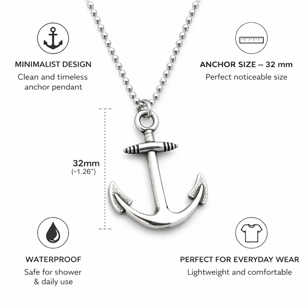 Anchor Necklace - Nautical Mens Pendant