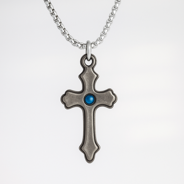 Oxidized Crucifix Cross Pendant Necklace for Men, Vintage / Antique look