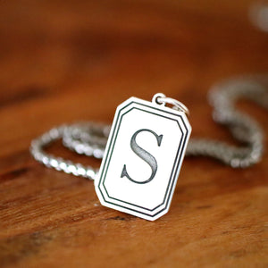 Masculine letter tag necklace