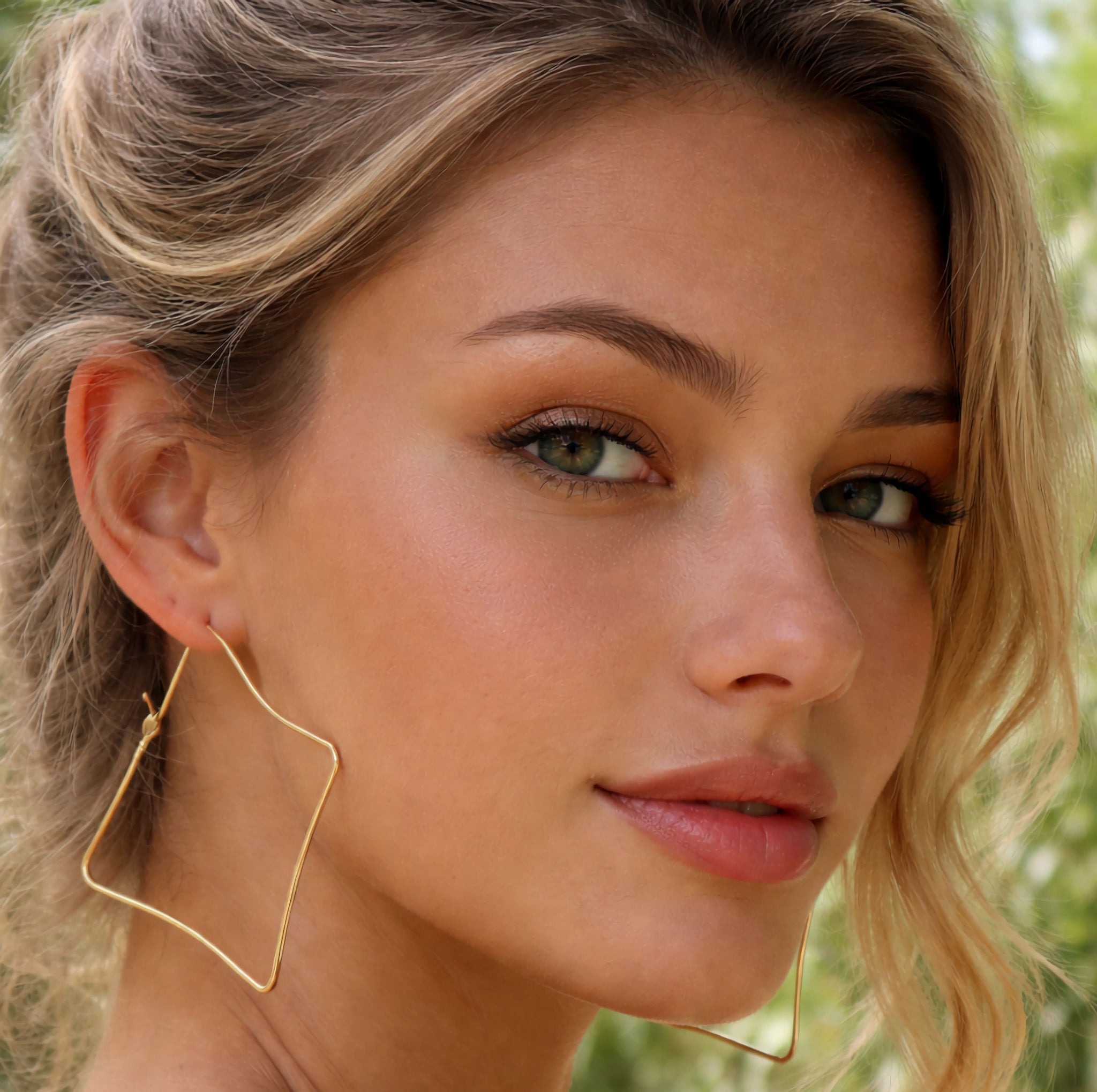 Square Geometric Earrings - Fashion Jewelry - Artisan Hoops