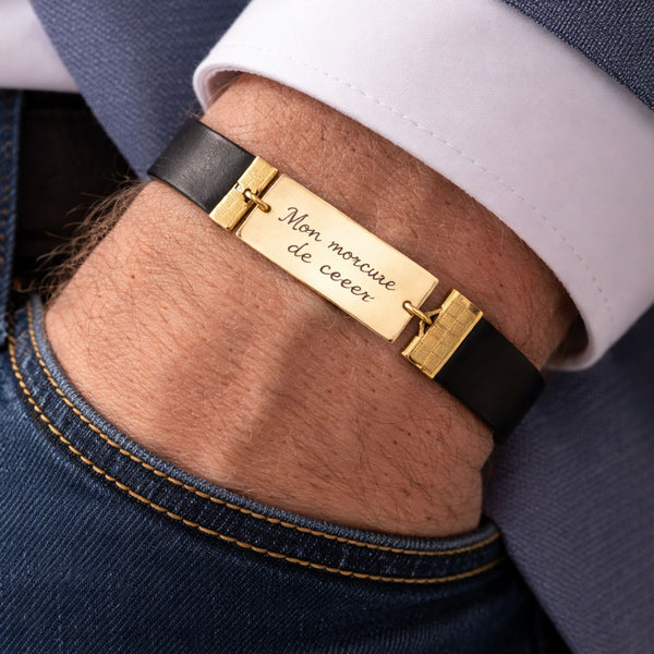 Artisan Engraved Leather Bracelet for Men – Personalized Custom Leather Cuff