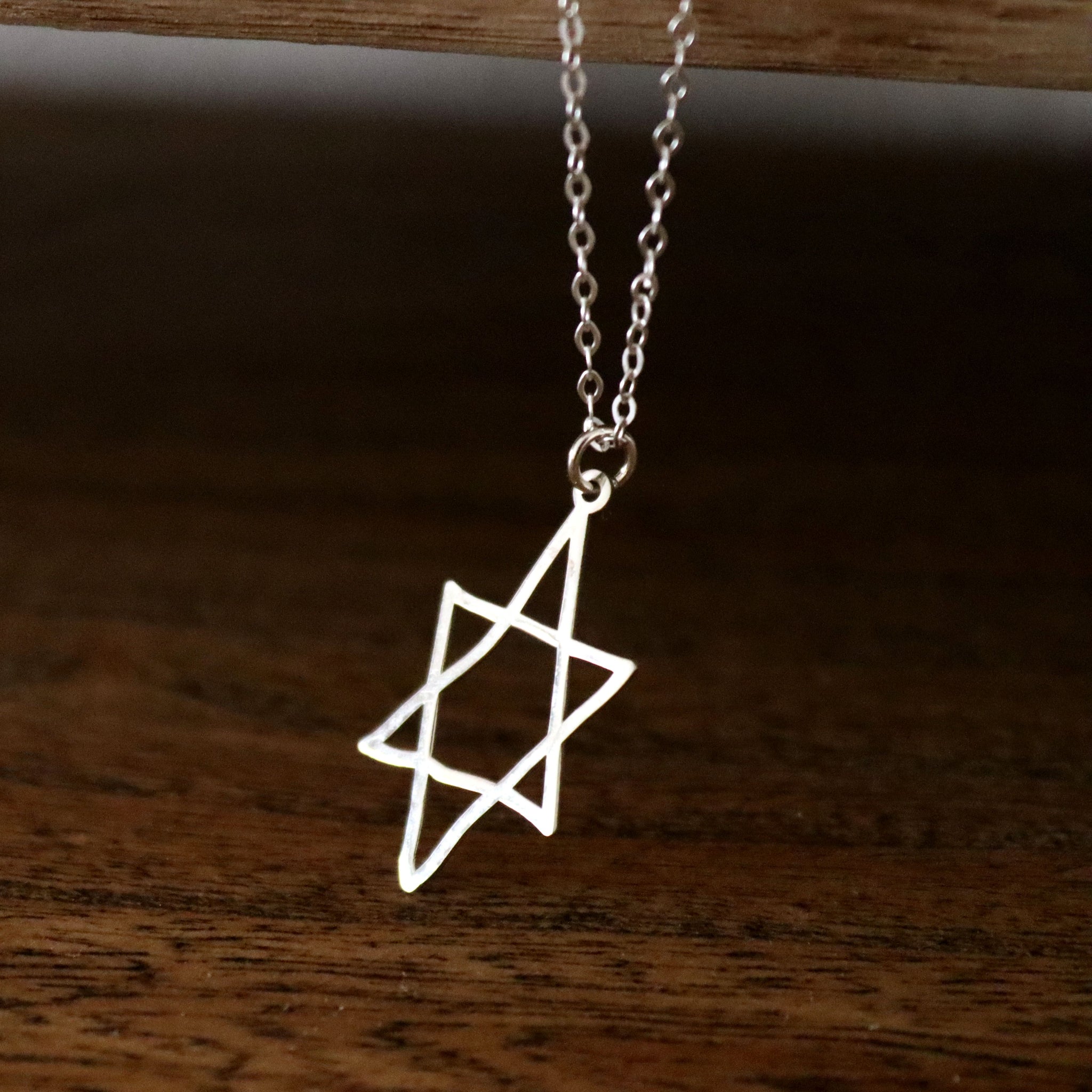 925 Sterling Silver Integrated Star Of David Pendant Necklace With Zircon Stones
