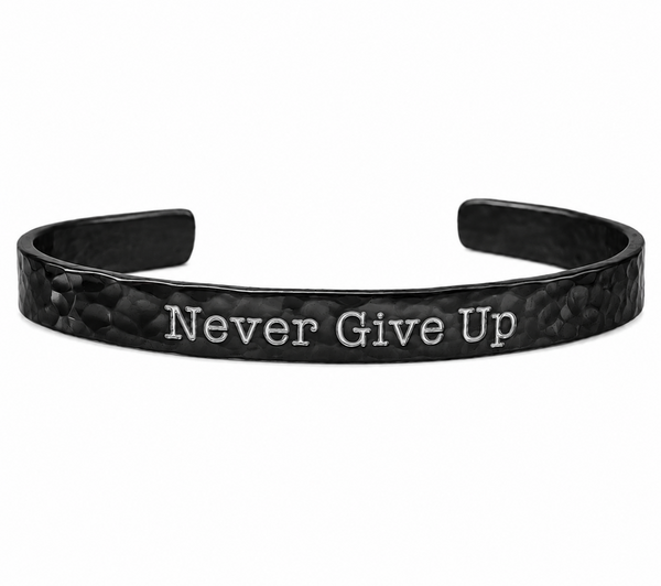 Never Give Up Motivational Cuff Bracelet for Men