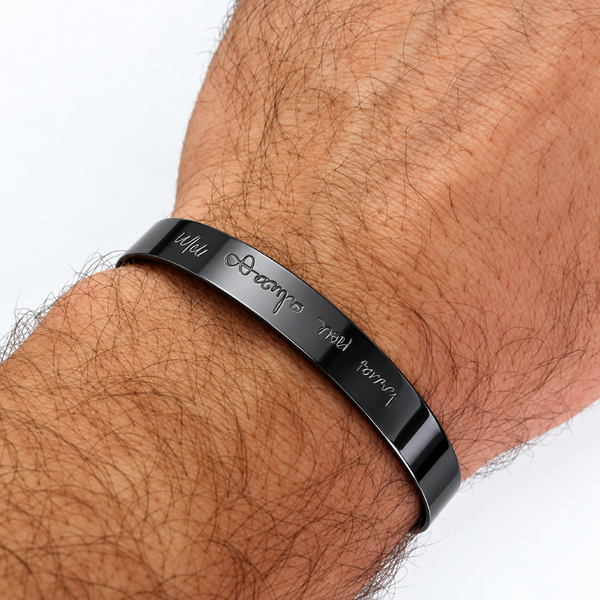 Black Custom bracelet for men - Handwringer cuff bracelet for men - Oxidized Sterling Silver cuff for men