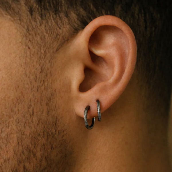 Dark Silver Hoops for Men