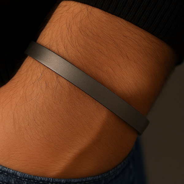 dark sterling silver  cuff bracelet for men women