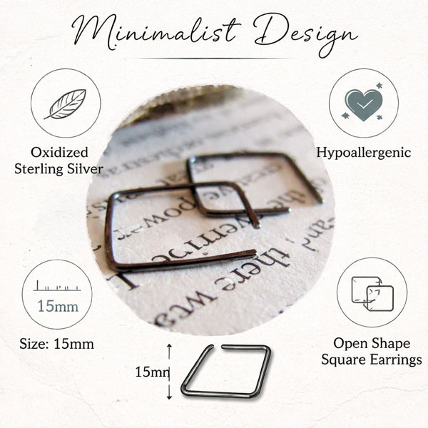 Black Square Hoop Earrings - Unisex Style