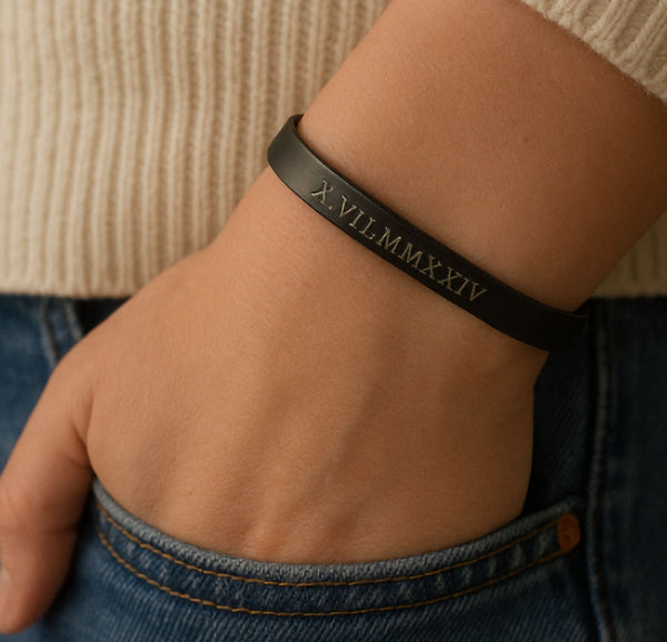 roman numerals date on bracelet for women
