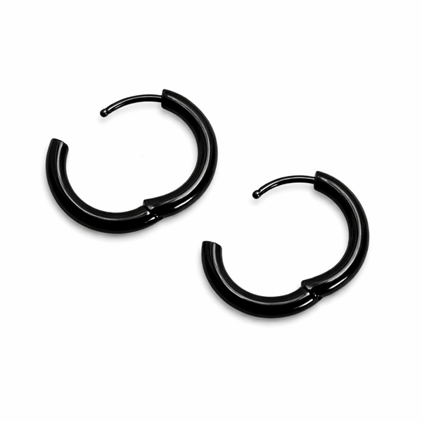 Black Huggie Hoop Earrings for Men & Women – Hypoallergenic Stainless Steel Hoop Earrings, Minimalist Unisex Jewelry Gift
