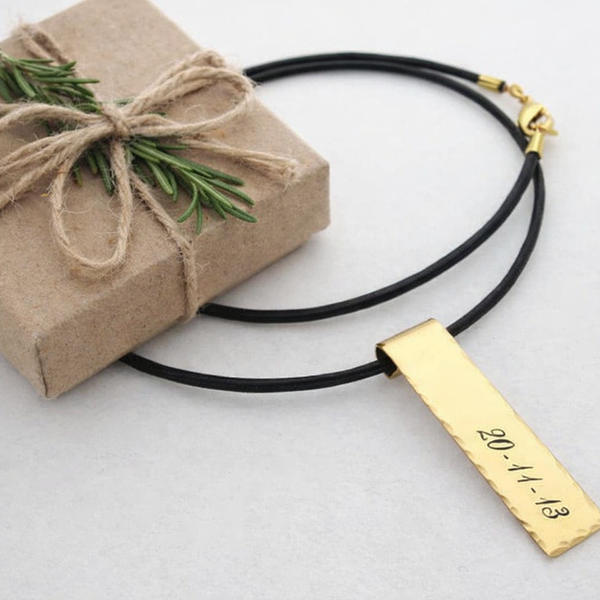 Date Engraved pendant necklace for men