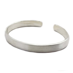 Personalized Mens Brushed Silver Cuff