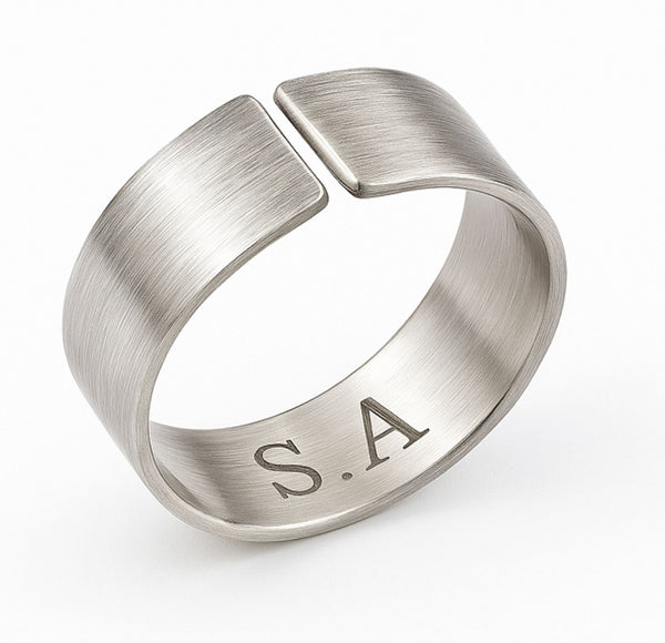 satin sterling silver ring with engraving 