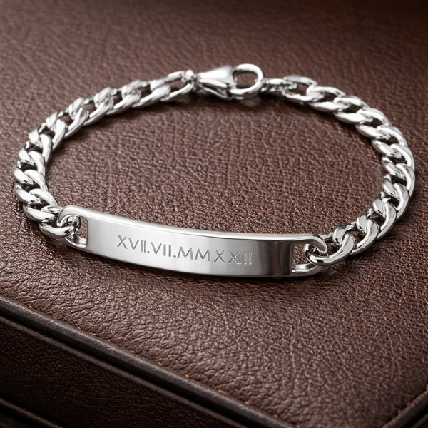 Custom Engraved Curb Chain Bracelet for Men