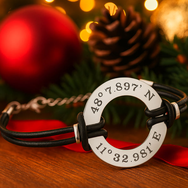 Personalized Black Leather Bracelet