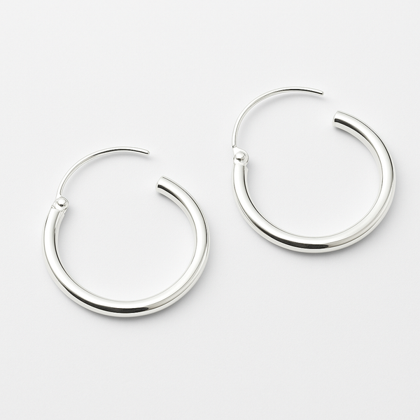polished silver hoops 12mm