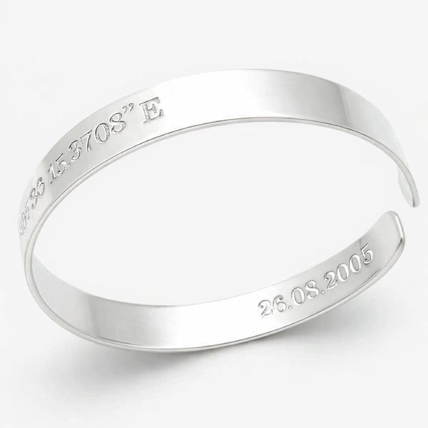 Anniversary Gift For Husband - Personalized Silver Cuff Bracelet for Men
