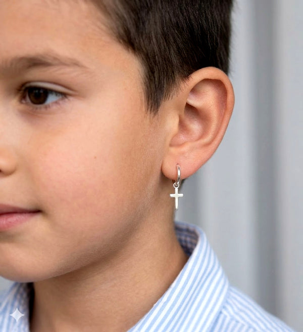 cross dangle earrings for boys