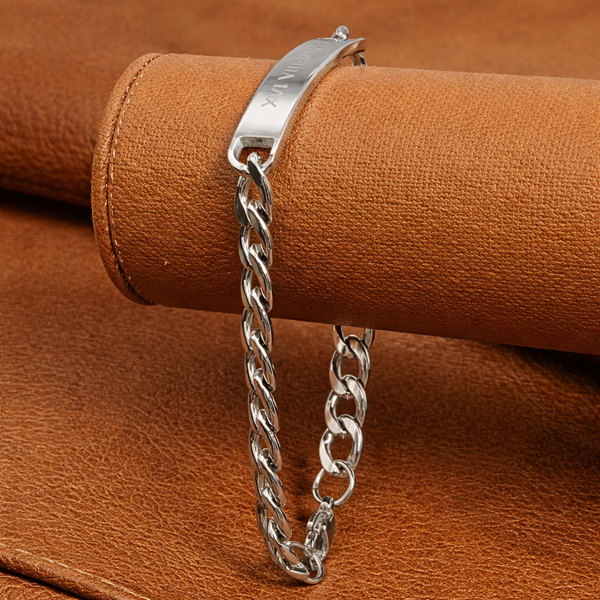 Custom Engraved Curb Chain Bracelet for Men