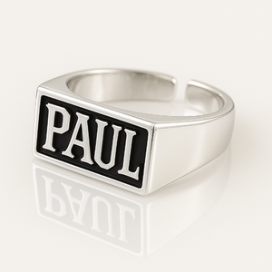 Personalized Name Signet Ring for Men 925 Sterling Silver Rectangular Pinky Ring