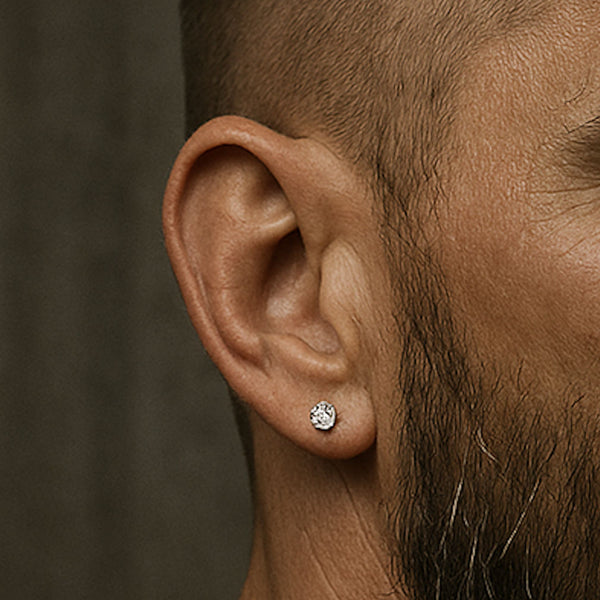 Round Crystal Stud earrings for men