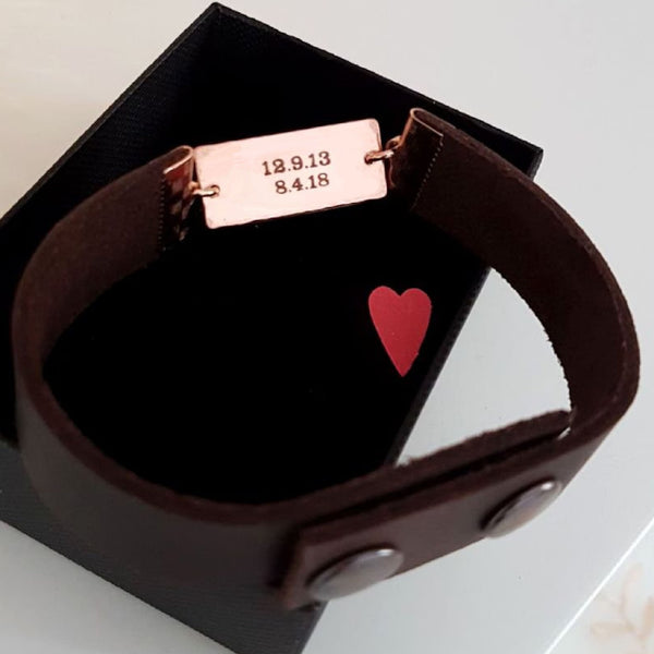 Artisan Engraved Leather Bracelet for Men – Personalized Custom Leather Cuff