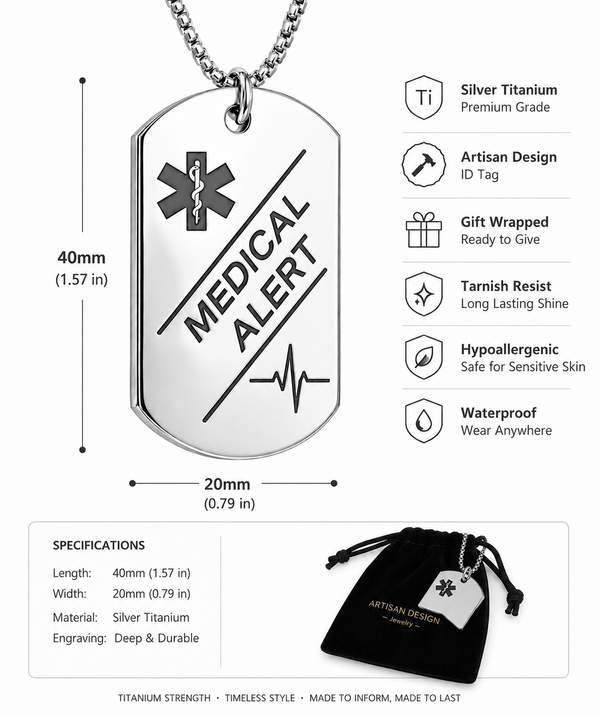dog tag medical alert pendant necklace
