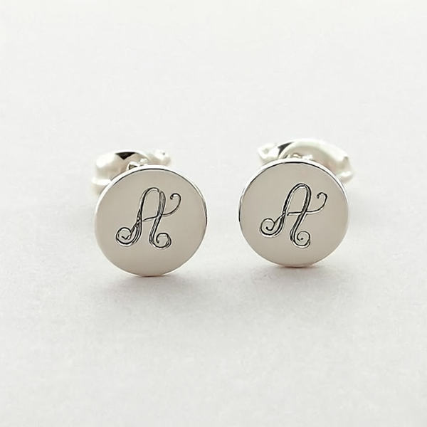 Mens Initial Earring - Sterling Silver Studs Personalized Earrings for men